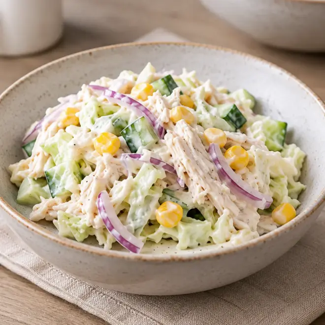 Salade crémeuse au poulet facile et croquante