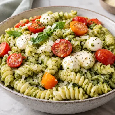 Salade de pâtes au pesto facile et fraîche