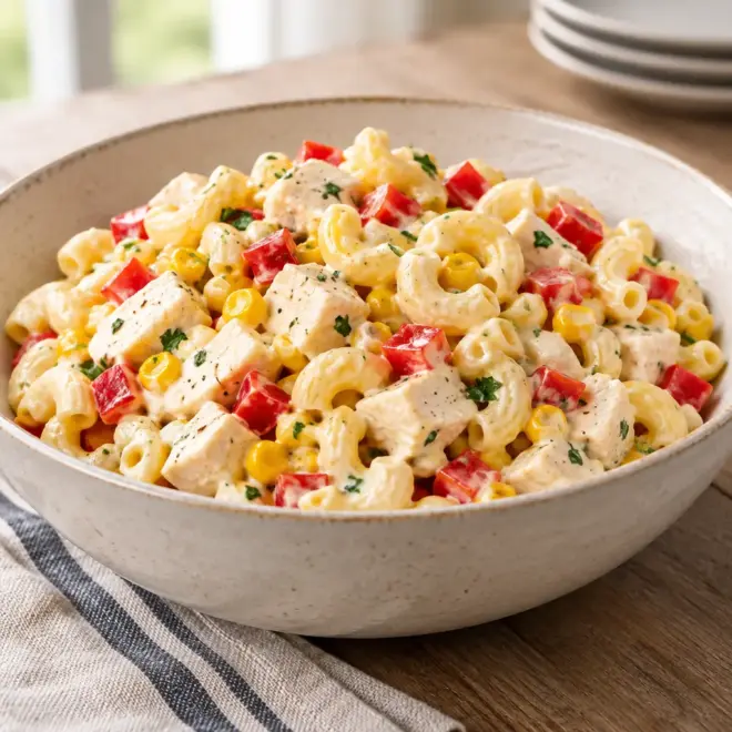 Salade de pâtes au poulet crémeuse et facile