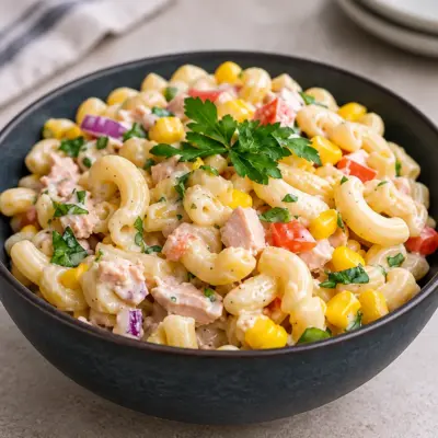 Salade de pâtes crémeuse facile au poulet