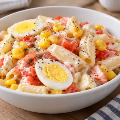 Salade de pâtes crémeuse au crabe facile