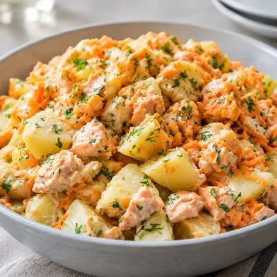 Salade de pommes de terre et saumon crémeuse