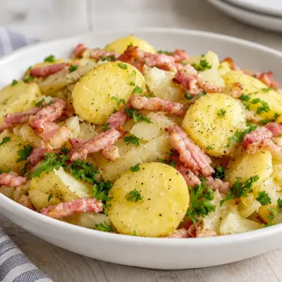 Salade tiède pommes de terre et lardons facile