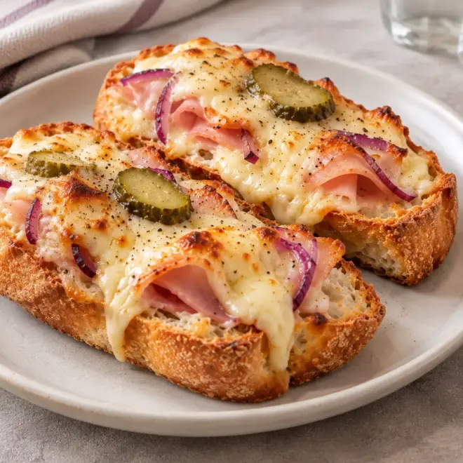 Sandwich chaud jambon fromage facile et gratiné