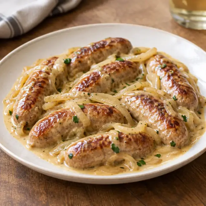 Saucisses à la moutarde : recette facile et crémeuse