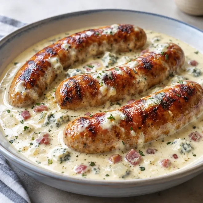 Saucisses au roquefort : recette crémeuse facile