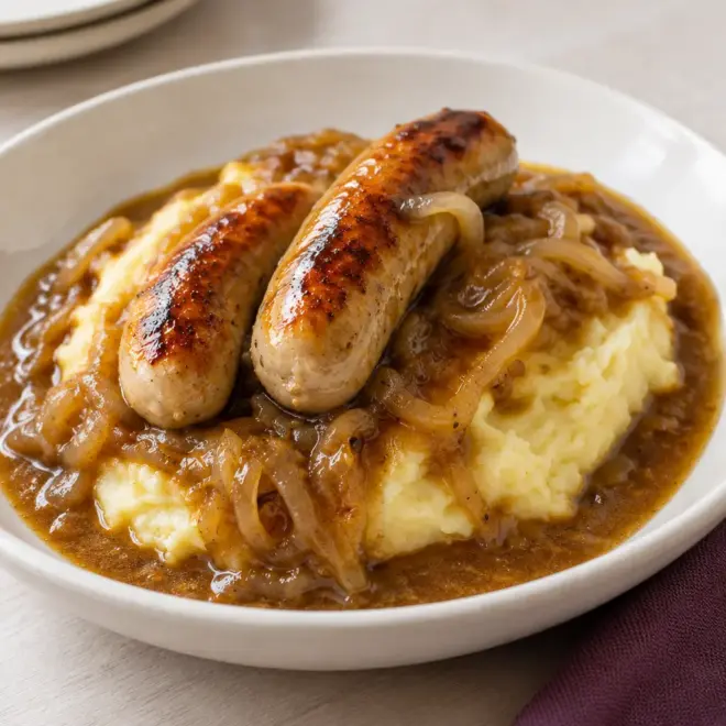 Saucisses purée recette facile aux oignons