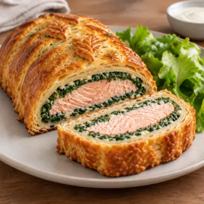 Saumon en croûte : recette aux épinards
