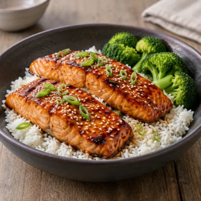 Saumon teriyaki recette facile au riz et brocoli