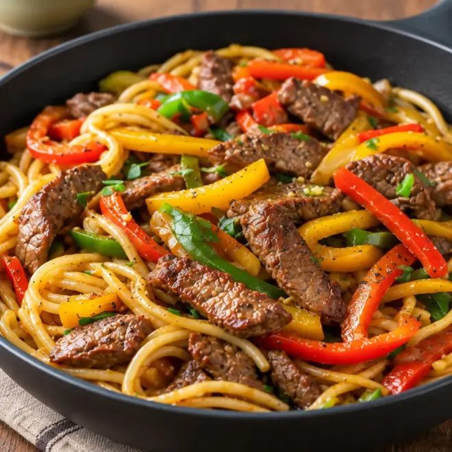 Sauté de bœuf recette facile aux nouilles