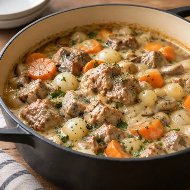 Sauté de veau à l’ancienne facile en cocotte