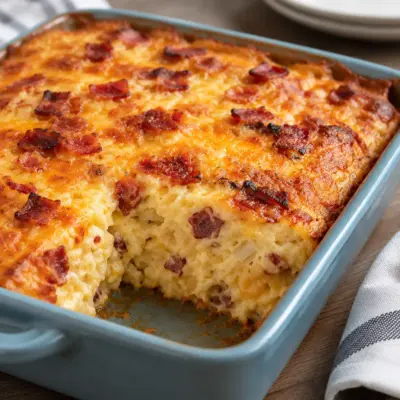 Sformato de pâtes gratiné au bacon et cheddar