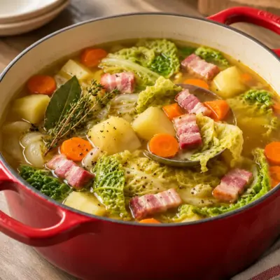 Soupe au chou facile, fumée et généreuse
