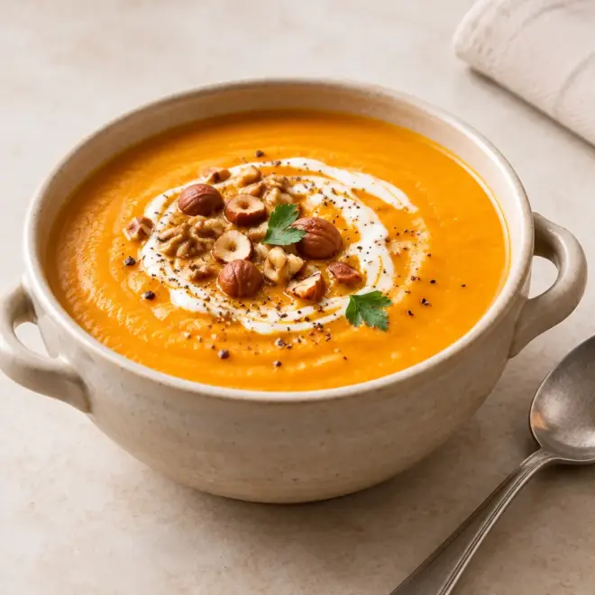 Soupe crémeuse à la courge, veloutée et parfumée