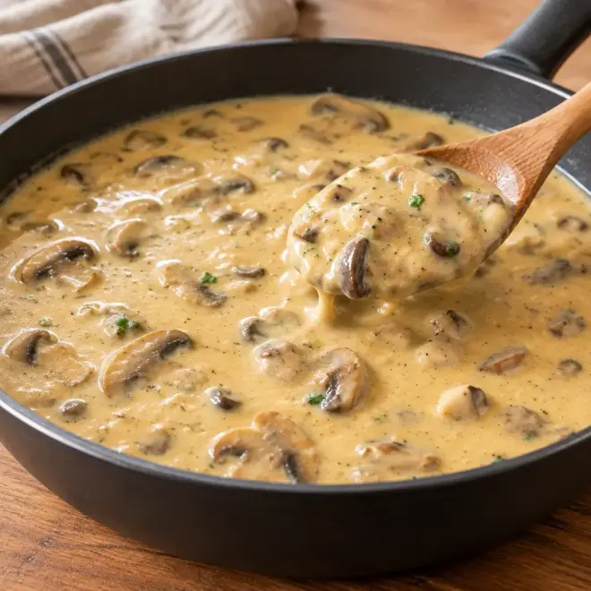 Soupe crémeuse aux champignons facile et onctueuse