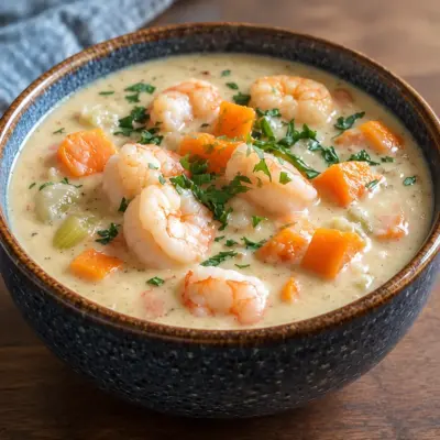 Soupe crémeuse aux crevettes facile et veloutée