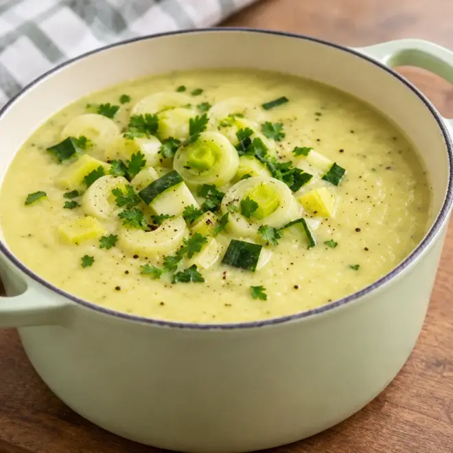 Soupe crémeuse de poireaux et pommes de terre