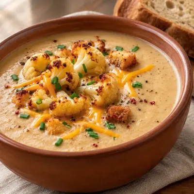 Soupe de chou-fleur rôti facile et crémeuse