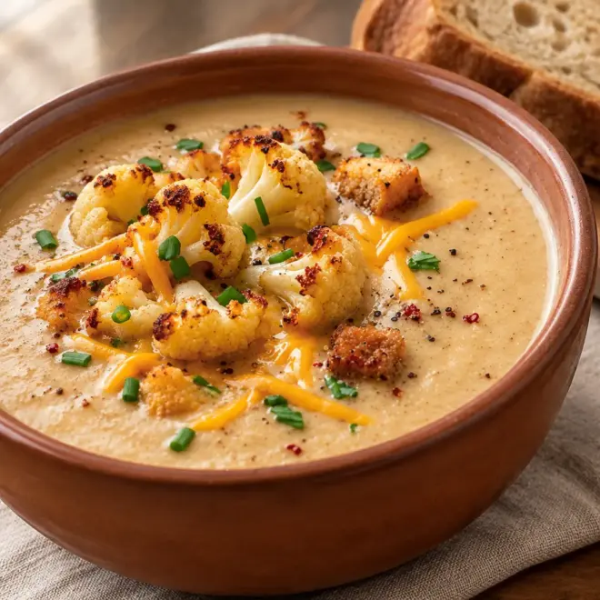 Soupe de chou-fleur rôti facile et crémeuse