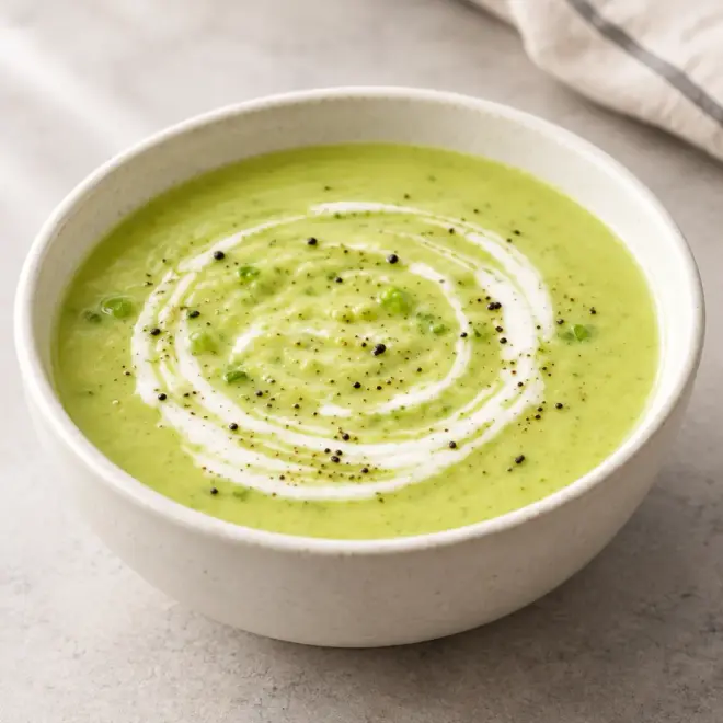 Soupe de courgette et de poireau, veloutée et crémeuse