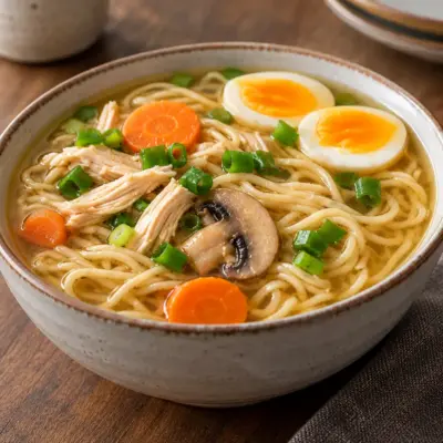 Soupe de nouilles au poulet facile et complète