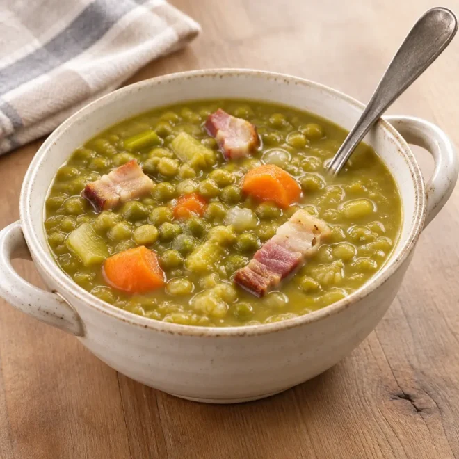 Soupe de pois cassés au lard facile et épaisse