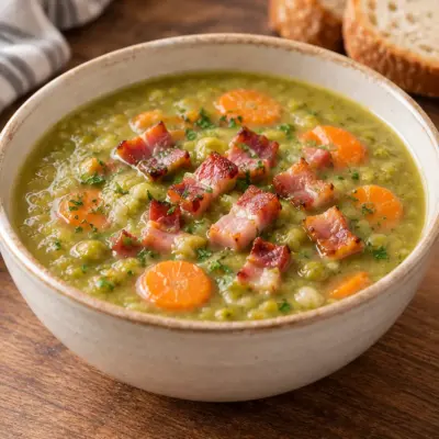 Soupe de pois cassés facile au lard