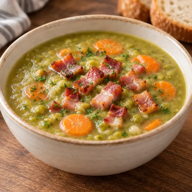 Soupe de pois cassés facile au lard