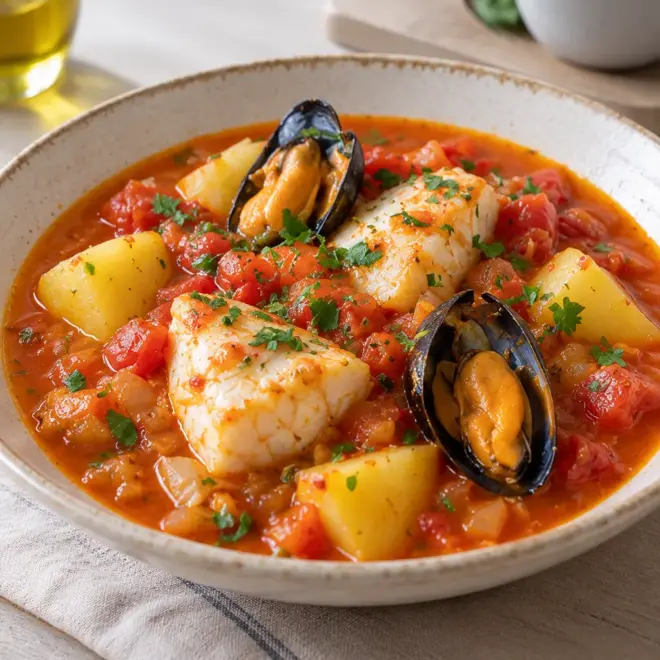 Soupe de poisson et moules facile et complète