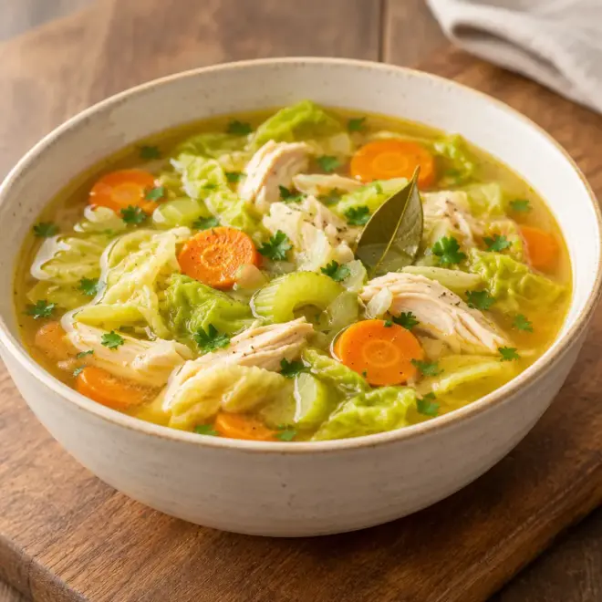Soupe de poulet au chou facile et réconfortante