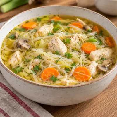 Soupe de poulet aux nouilles facile et familiale