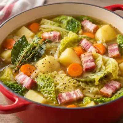 Soupe rustique facile aux légumes et pancetta