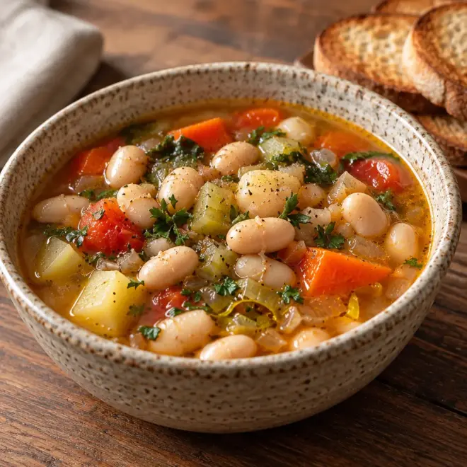 Soupe rustique aux haricots blancs facile