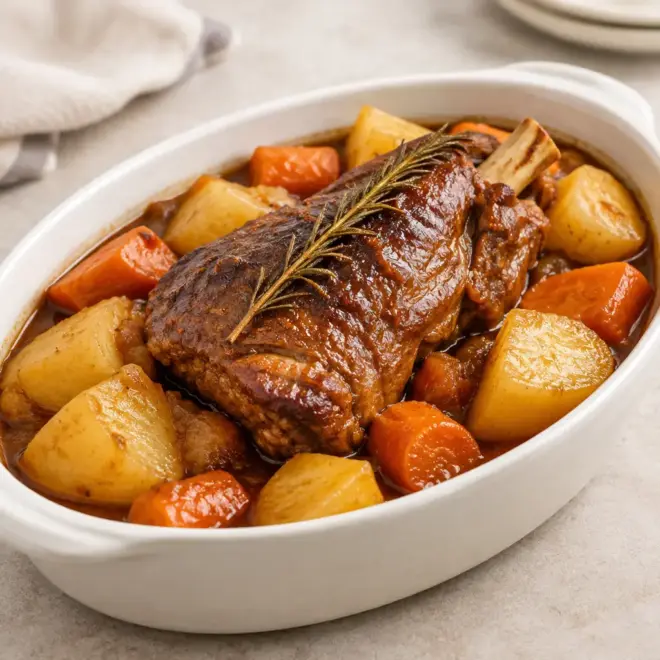 Souris d’agneau aux légumes fondante