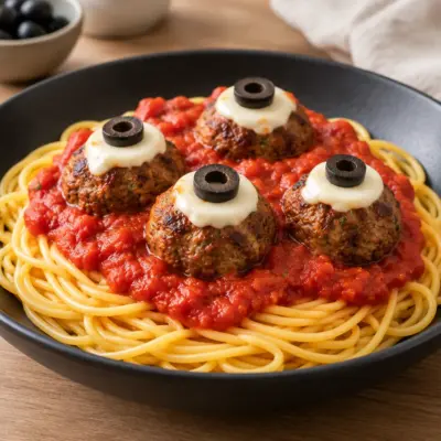 Spaghetti boulettes de viande maison et sauce tomate