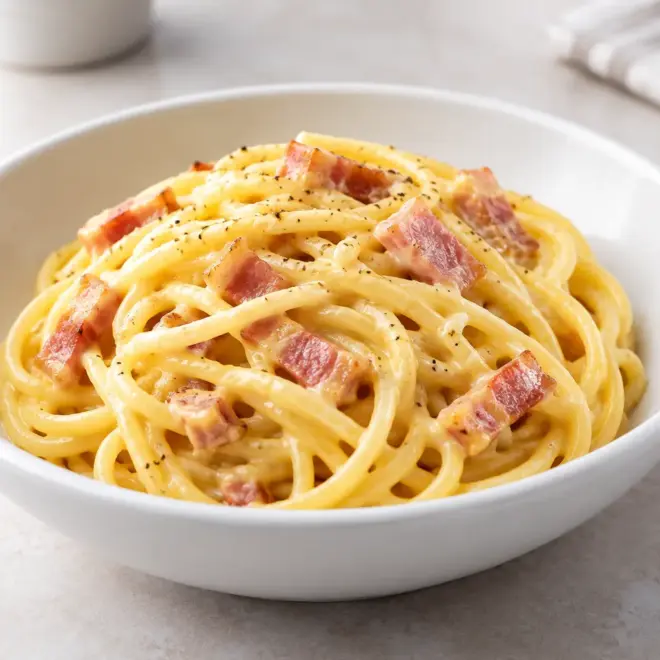 Spaghetti carbonara crémeux et facile