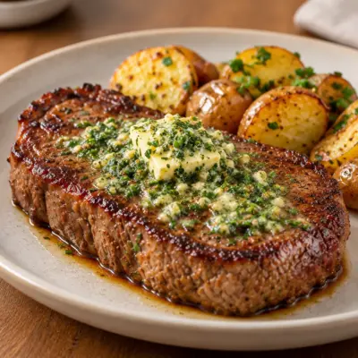 Steak au beurre à l’ail et aux herbes facile