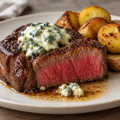 Steak au beurre bleu : recette facile à la poêle
