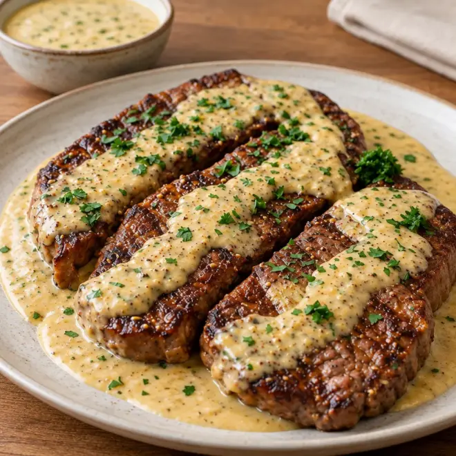 Steak sauce moutarde facile et crémeux