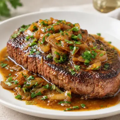 Steak sauce oignons caramélisés facile