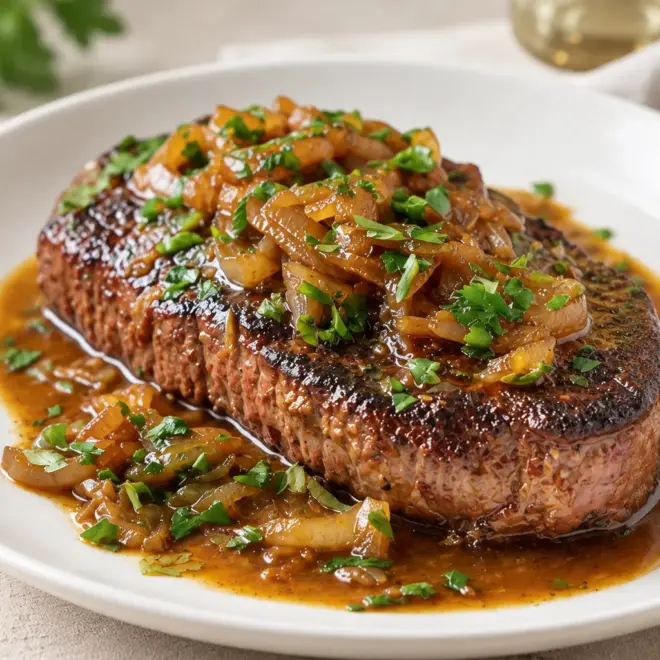 Steak sauce oignons caramélisés facile