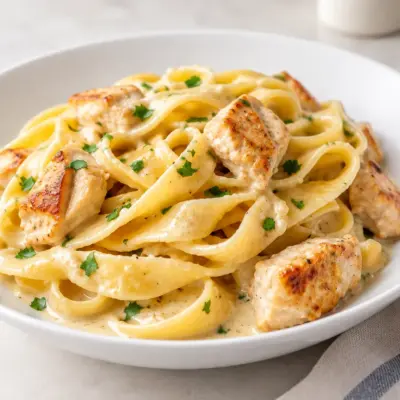Tagliatelles au poulet et à la crème faciles