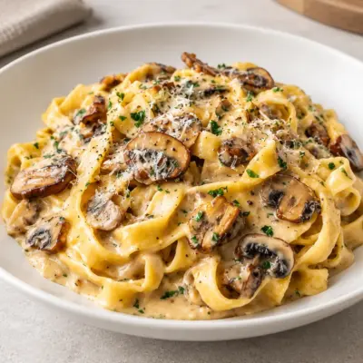 Tagliatelles aux champignons faciles et crémeuses