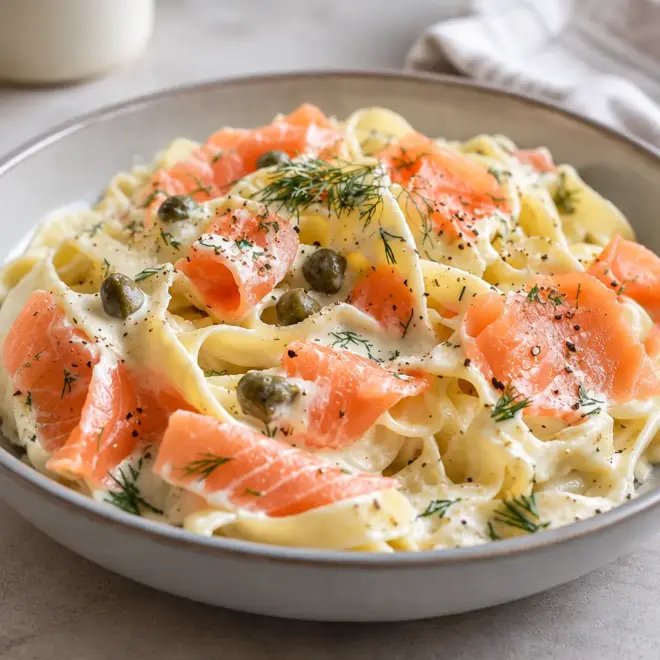 Tagliatelles saumon recette crémeuse aux câpres