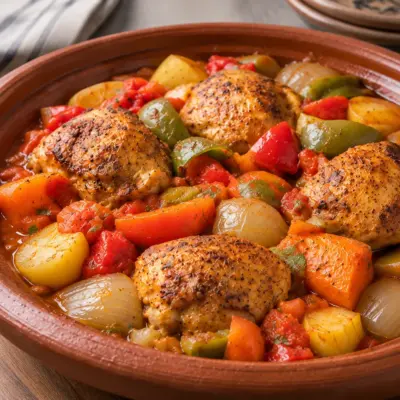 Tajine de poulet aux légumes facile et fondant
