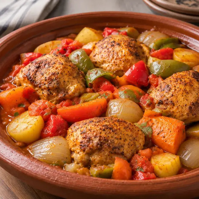 Tajine de poulet aux légumes facile et fondant