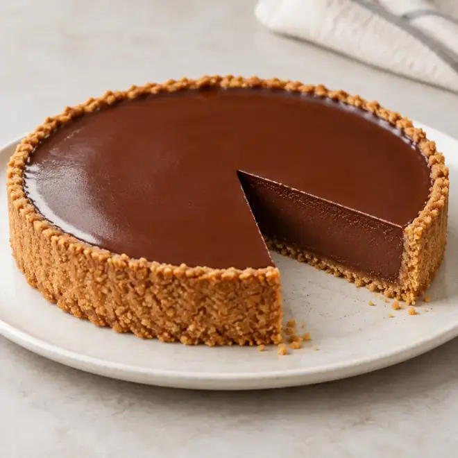 Tarte au chocolat et à la ganache, fondante et sans cuisson