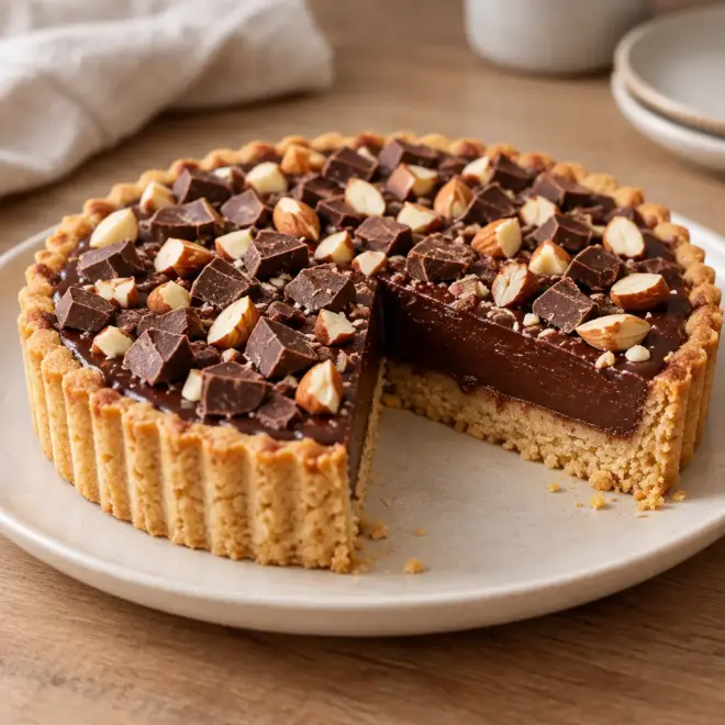 Tarte au chocolat fondant et aux amandes