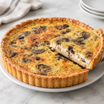 Tarte aux champignons facile et crémeuse