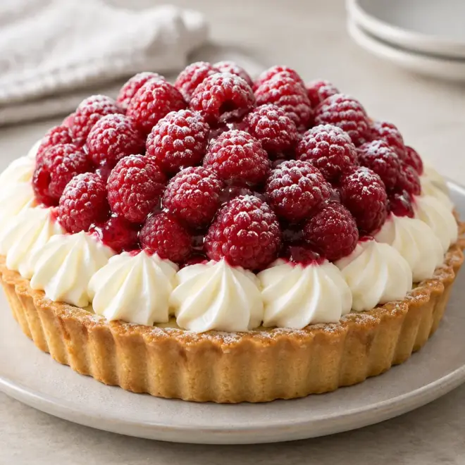 Tarte aux framboises facile et croustillante